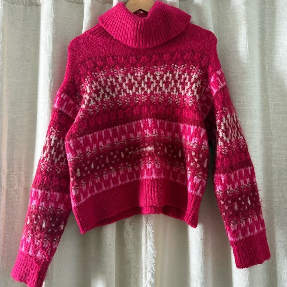 Universal Thread Red and Pink Cowl Neck Sweater